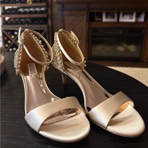 Badgley Mischka Ivory Heels with jewel Embellishments